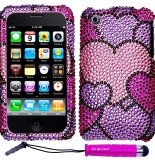 Apple iPhone 3G/3S Hard Case with Pink Sparkling Rhinestone Heart Design
