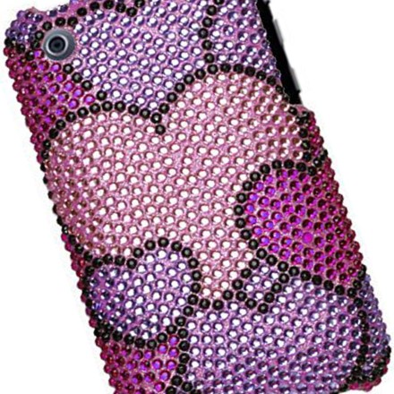 Apple iPhone 3G/3S Hard Case with Pink Sparkling Rhinestone Heart Design