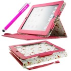 Apple iPad 2/3/4 Faux Leather Case with Floral Interior and Smart Cover