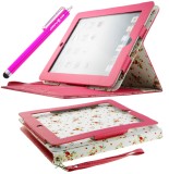 Apple iPad 2/3/4 Faux Leather Case with Floral Interior and Smart Cover