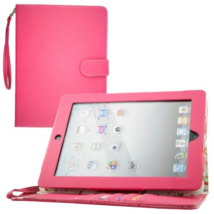 Apple iPad 2/3/4 Faux Leather Case with Floral Interior and Smart Cover