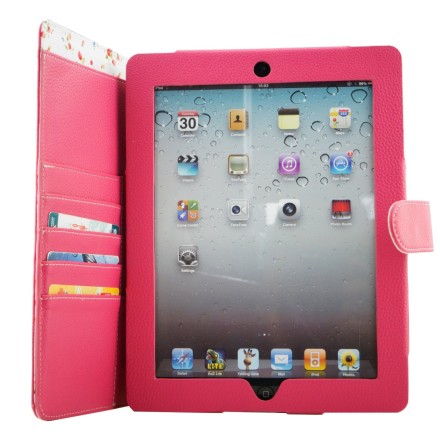 Apple iPad 2/3/4 Faux Leather Case with Floral Interior and Smart Cover