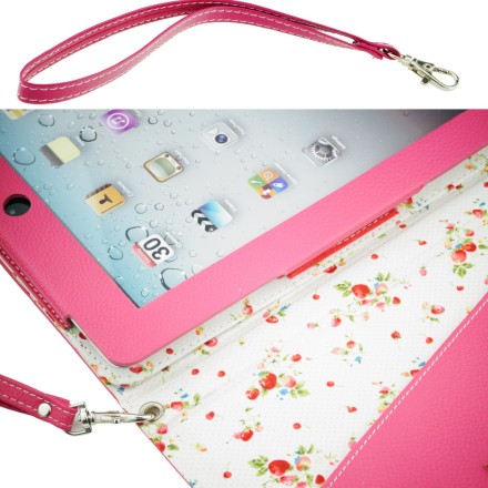 Apple iPad 2/3/4 Faux Leather Case with Floral Interior and Smart Cover