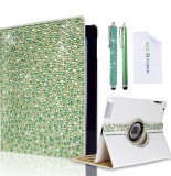 Apple iPad 2/3/4 Rotating Faux Leather Bling Case