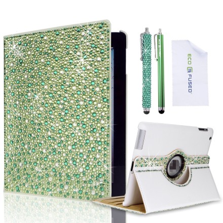 Apple iPad 2/3/4 Rotating Faux Leather Bling Case