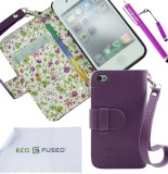 Apple iPhone 4G/4S Bling Floral Interior Leather Case Cover with Floral Print
