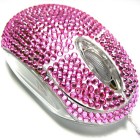 USB Optical Computer Mouse with Pink Crystal Bling Rhinestone