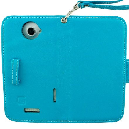 HTC One X Case Bundle Including 1 Genuine Leather Wallet – Blue