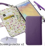 Samsung Galaxy Note 3 Faux Leather Wallet Case Bundle