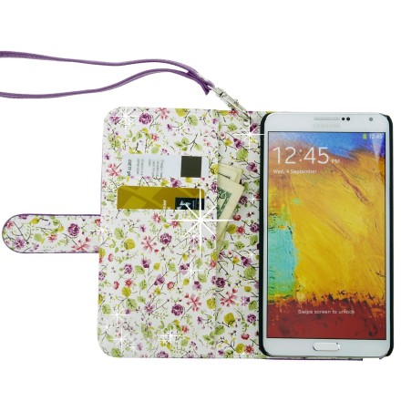 Samsung Galaxy Note 3 Faux Leather Wallet Case Bundle