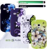 Samsung Galaxy S3 Mini I8190 Flowers Hard Case Combine Cover Bundle