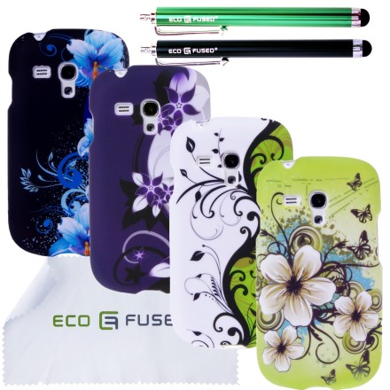 Samsung Galaxy S3 Mini I8190 Flowers Hard Case Combine Cover Bundle