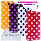 4 Polka Dot TPU Flex Gel Case / 2 Stylus (Long-Hot Pink, Short-Purple) / 2 Screen Protector for Samsung Galaxy Note 2