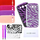 Premium Zebra includes 2 layer Hybrid Combo Hard and Four Inner Soft Silicon Rubber Case Bundle for Samsung Galaxy S3