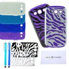 Premium Zebra includes 2 layer Hybrid Combo Hard and Soft Case Bundle for Samsung Galaxy S3