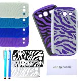 Premium Zebra includes 2 layer Hybrid Combo Hard and Soft Case Bundle for Samsung Galaxy S3