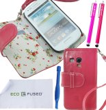 Genuine Hot Pink leather Wallet Case for Samsung Galaxy S3 MINI I8190