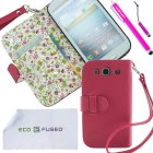 Floral Interior Leather Case Cover for Samsung Galaxy i9300 S3 with Inner Flora Print