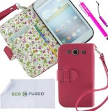 Floral Interior Leather Case Cover for Samsung Galaxy i9300 S3 with Inner Flora Print