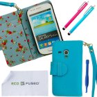 Genuine Leather Wallet Cover with Floral Interior for Samsung Galaxy S3 Mini I8190