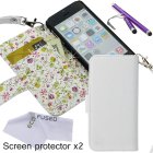 Faux Leather Wallet Case Bundle for iPhone 5C including 1 PU Leather Case with Floral Interior