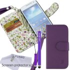 Faux Leather Cover with Floral Interior for Samsung Galaxy S4 Mini