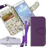 Faux Leather Cover with Floral Interior for Samsung Galaxy S4 Mini