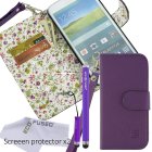 Faux Leather Cover with Floral Interior for Samsung Galaxy S5