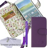 Faux Leather Cover with Floral Interior for Samsung Galaxy S5