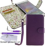 Faux Leather Cover with Floral Interior – Convenient Wallet Slots Inside for Galaxy Note 4